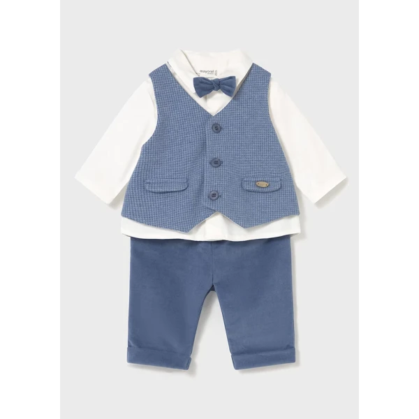 MAYORAL SET TROUSERS SHIRT VEST LIGHT BLUE