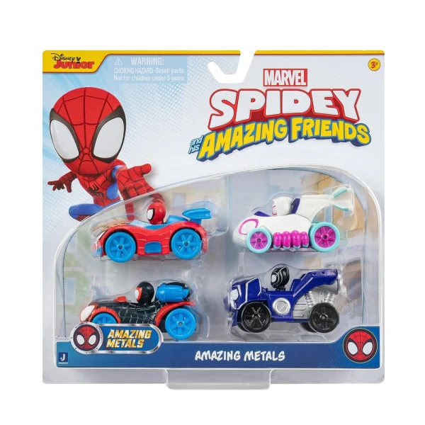 SPIDEY AND HIS AMAZING FRIENDS ΜΕΤΑΛΛΙΚΑ ΟΧΗΜΑΤΑ 7,5 εκ. 4 τμχ. ΜΕ ΦΙΓΟΥΡΑ