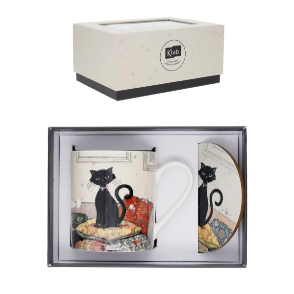 KIUB BUG ART SET IN BOX MUG 300ml AND COASTER COUSSIN