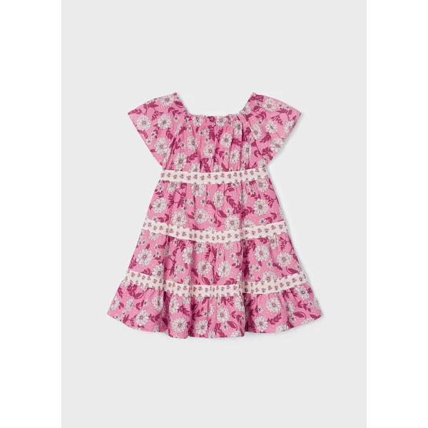 MAYORAL PRINTED COMBINED DRESS PINK FUCHSIA
