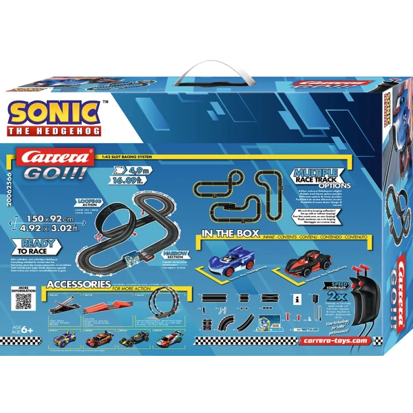 CARRERA GO!!! SET RACE WITH TWO CARS 1:43 SONIC THE HEDGEHOG 4.9m