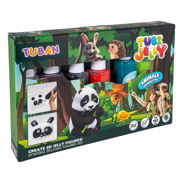 TUBAN SET TUBI JELLY ANIMALS TO CREATE 3D GEL FIGURES 6 COLOURS