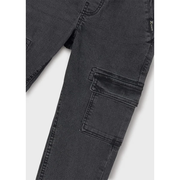 MAYORAL TROUSERS DENIM JOGGER CARGO DARK GREY