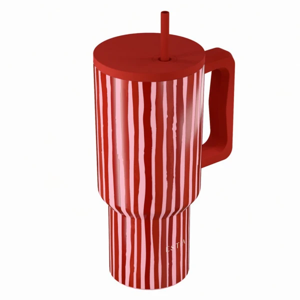 ESTIA HOME ART THERMAL BOTTLE STRAW TUMBLER XL 900ml - VIVA STRIPE