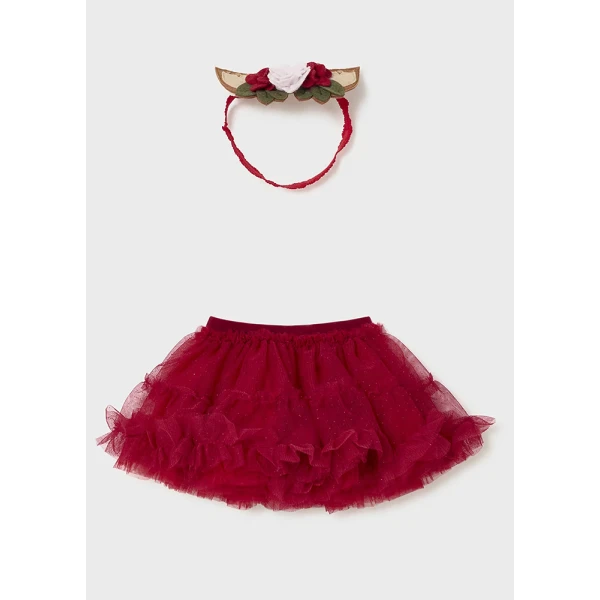 MAYORAL SET SKIRT AND HEADBAND RED