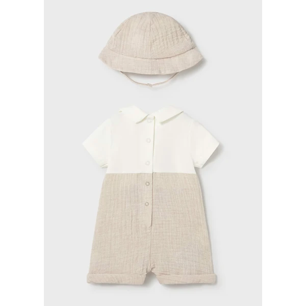 MAYORAL DUNGAREE ROMPER SHORT WHEAT 