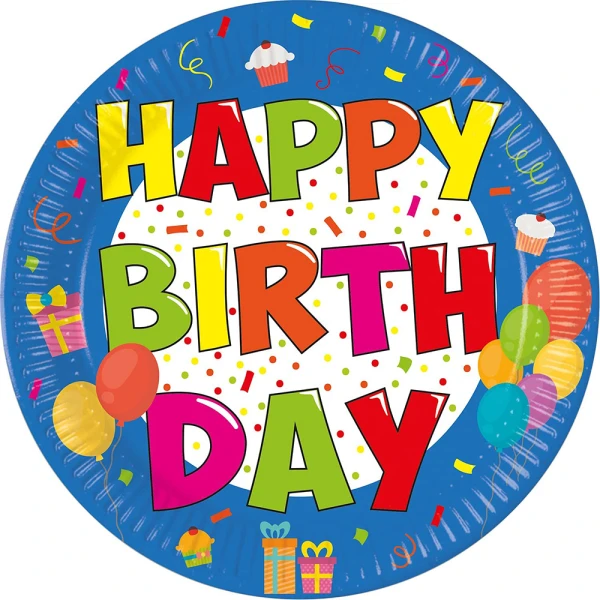 MEDIUM PLATES 20 cm KOKLIKO HAPPY BIRTHDAY NEXT GENERATION 8 pcs