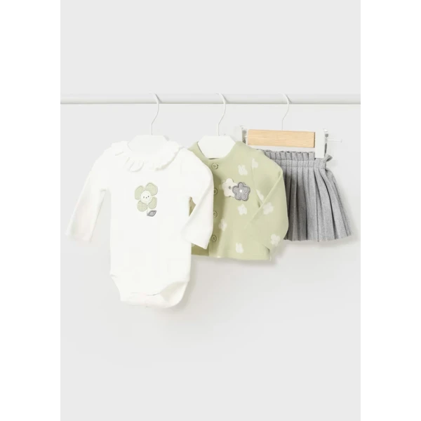 MAYORAL SET CARDIGAN SKIRT GREEN