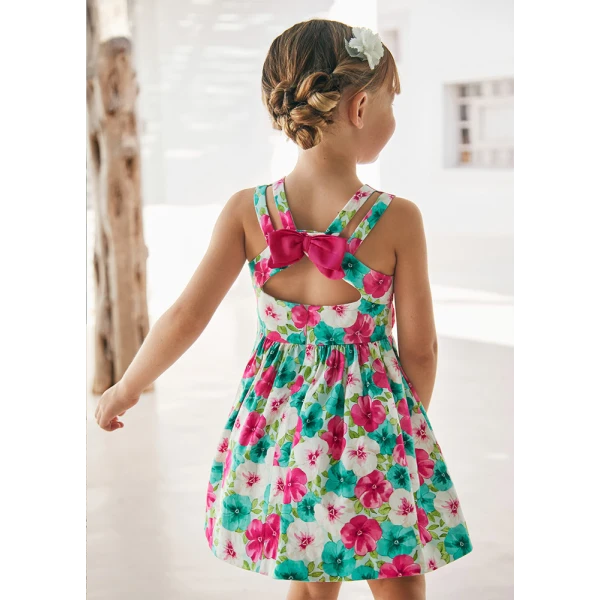 MAYORAL DRESS SATIN PRINTED FUCHSIA