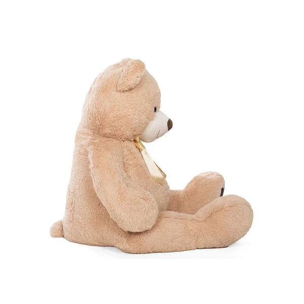 PLUSH BEIGE GIANT TEDDY BEAR WITH GOLDEN BOW 150 cm