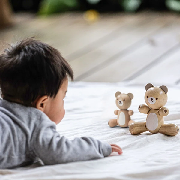 PLAN TOYS WOODEN BEAR AND BABY BEAR