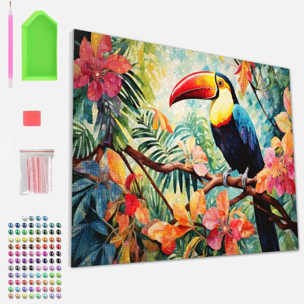 SPLAT PLANET DIAMOND PAINTING KIT ON FRAMED CANVAS 30X40 cm TOUCAN