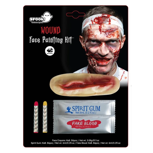 ΑΠΟΚΡΙΑΤΙΚΟ MAKEUP ΣΕΤ LATEX ΟΥΛΗ ΚΟΨΙΜΟ ΜΕ ΨΕΥΤΙΚΟ ΑΙΜΑ