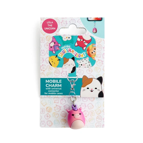 SQUISHMALLOWS UNIVERSAL MOBILE CHARM WITH CONNECTION PAD - LOLA THE UNICORN