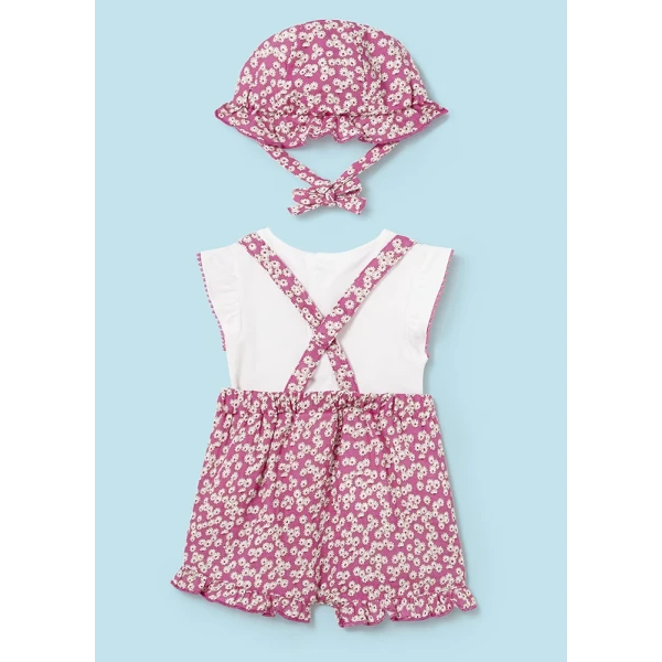 MAYORAL SET DUNGAREES WITH HAT PINK