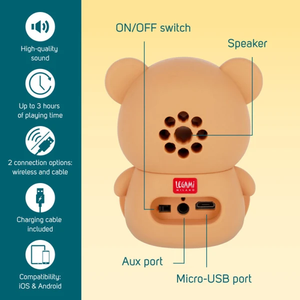 LEGAMI THE SOUND OF CUTENESS - WIRELESS SPEAKER STAND - TEDDY BEAR