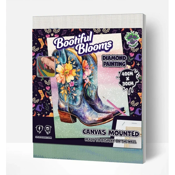 SPLAT PLANET DIAMOND PAINTING KIT ON FRAMED CANVAS 30X40 cm BOOTIFUL BLOOMS