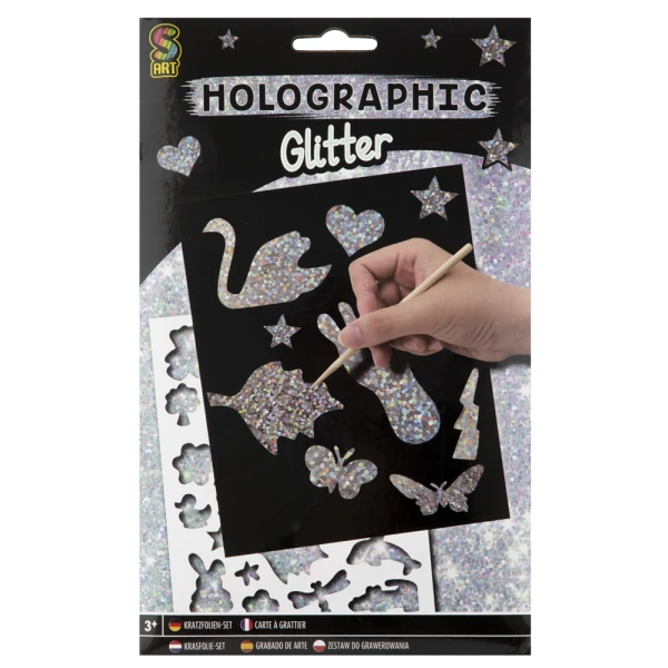 SCRATCH PAPER A5 GLITTER/RAINBOW - 2 DESIGNS