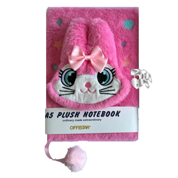 PLUSH CALENDAR WITH LOCK Α5 - BUNNY 3D PINK