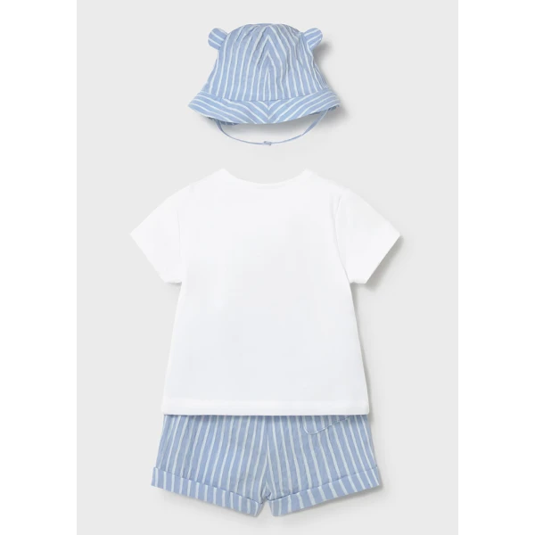 MAYORAL SET PANTS SHORT AND HAT LIGHT BLUE