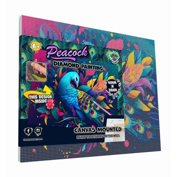 SPLAT PLANET ΣΕΤ DIAMOND PAINTING ΣΕ ΚΑΜΒΑ ΜΕ ΤΕΛΑΡΟ 30Χ40 εκ. PEACOCK