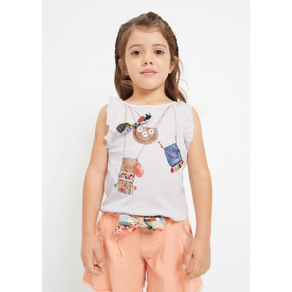 MAYORAL BLOUSE WITH STRAPS BAG ECRU