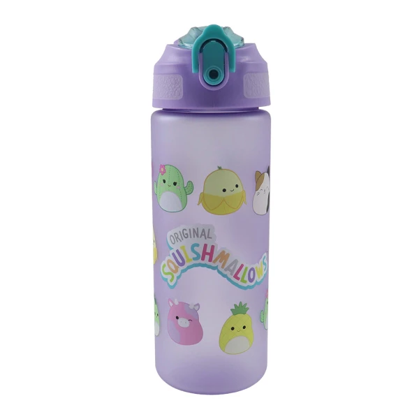 PLASTIC WATER BOTTLE 600ml WITH STRAW SQUISHMALLOWS