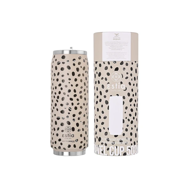 ESTIA HOME ART THERMAL TRAVEL CUP 500ml - LEOPARD TAUPE