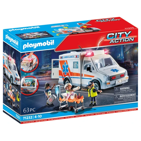 PLAYMOBIL CITY ACTION ΑΣΘΕΝΟΦΟΡΟ ΜΕ ΔΙΑΣΩΣΤΕΣ 