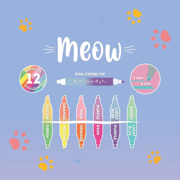LEGAMI DUAL TIP HIGHLIGHTERS KITTY - 6 COLOURS