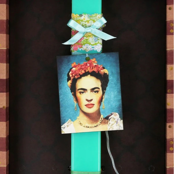 SYNCHRONIA HANDMADE CANDLE 30 cm BASIC - FRIDA KAHLO TURQUOISE