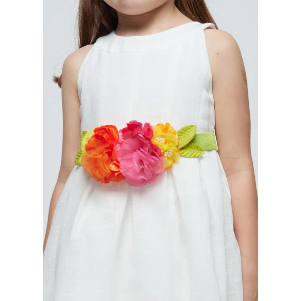 MAYORAL DRESS BELT FLOWERS WHITE