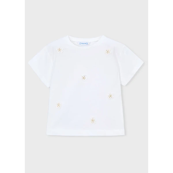 MAYORAL BLOUSE SHORT SLEEVES APPLIQUE WHITE 