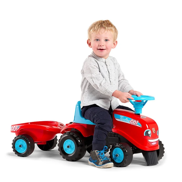 FALK GO RIDE-ON TRACTOR WITH TRAILER RED