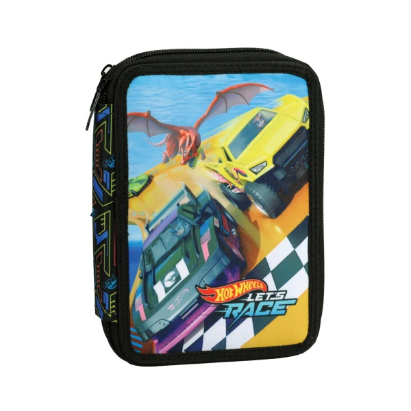 DOUBLE FILLED PENCIL CASE HOT WHEELS LETS RACE