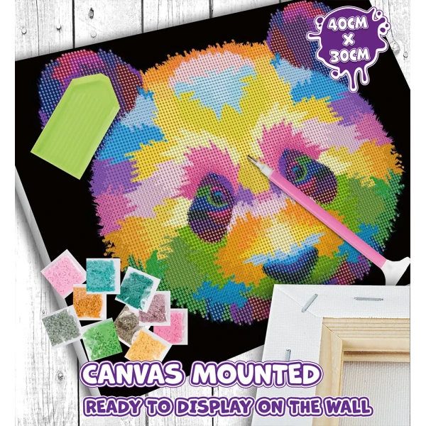 SPLAT PLANET DIAMOND PAINTING KIT ON FRAMED CANVAS 30X40 cm PANDA