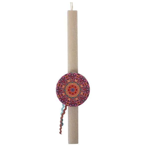 UNIKER HANDMADE CANDLE 29 cm LIGHT BEIGE BOHO MIRROR - 4 DESIGNS