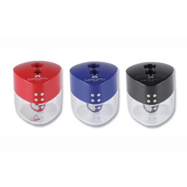 FABER-CASTELL SHARPENER DOUBLE AUTO - 3 COLOURS