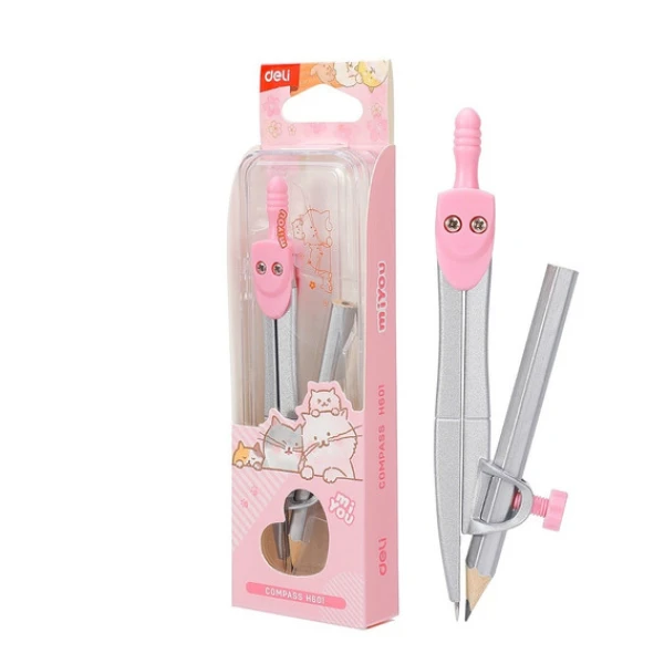 DELI COMPASS WITH PENCIL IN BLISTER BOX MIYOU - 2 COLOURS