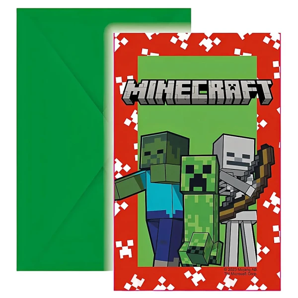 INVITATIONS AND ENVELOPES FSC 6 pcs MINECRAFT MOJANG