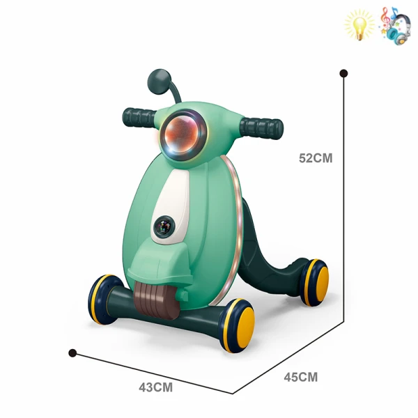 BABY WALKER MOTORCYCLE WITH LIGHTS AND SOUNDS GREEN