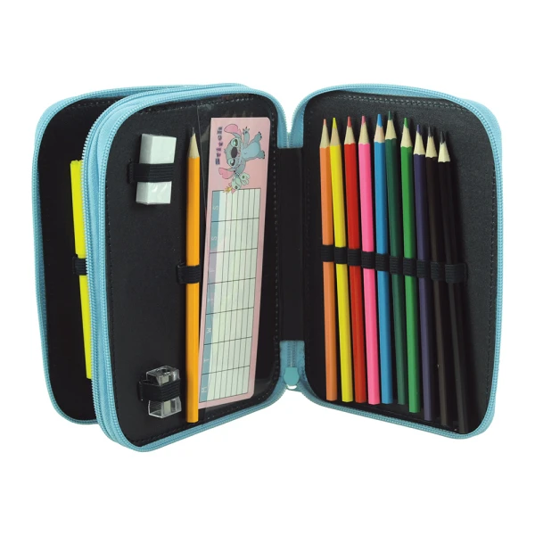 DOUBLE FILLED PENCIL CASE  STITCH BRUSH IT OUT