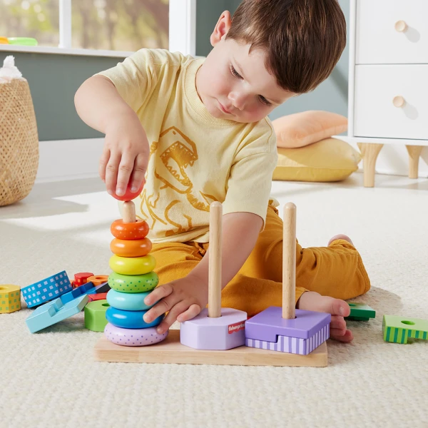 FISHER PRICE ΕΚΠΑΙΔΕΥΤΙΚΟ ΠΑΙΧΝΙΔΙ ΞΥΛΙΝΕΣ ΠΥΡΑΜΙΔΕΣ - ΠΟΛΥΧΡΩΜΑ ΣΧΗΜΑΤΑ