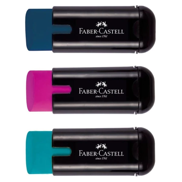 FABER-CASTELL ERASER-SHARPENER COMBI BLACK - 3 COLOURS