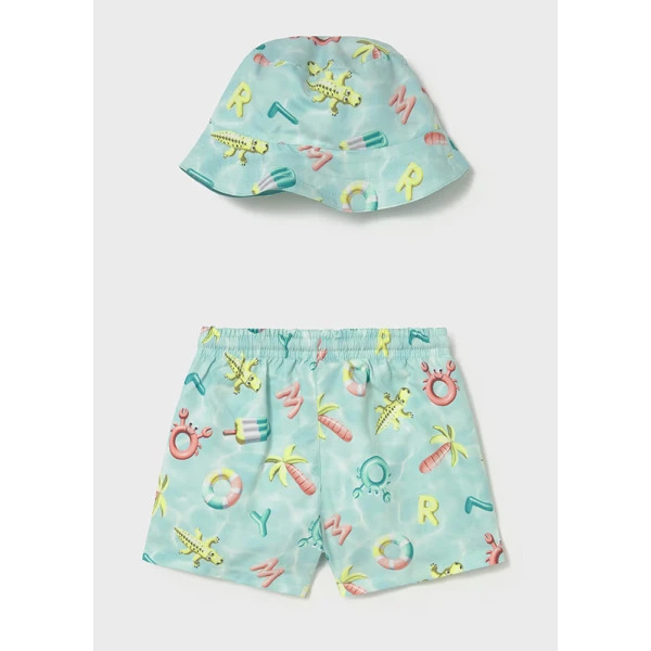 MAYORAL SET SWIMSUIT WITH HAT AQUAΜΑΡΙΝE