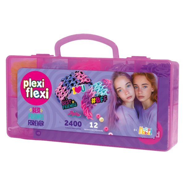 PLEXI-FLEXI BFF CASE 2400 RUBBER BANDS & 12 ACCESSORIES - 2 COLOURS 