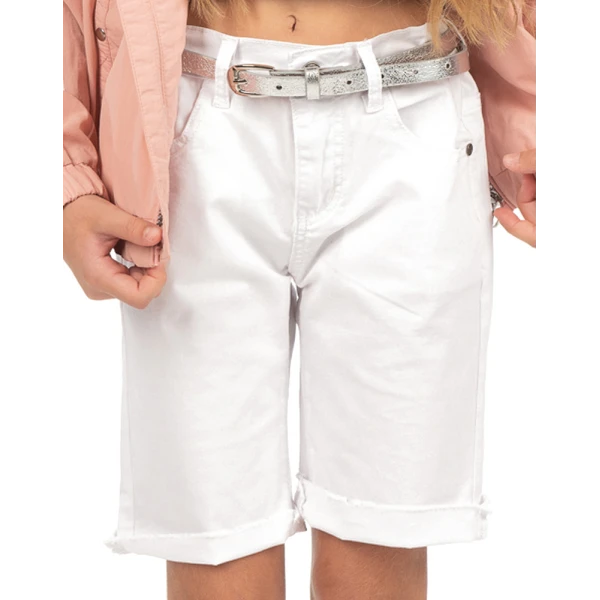 ENERGIERS BERMUDA PANTS AND BELT GIRL WHITE