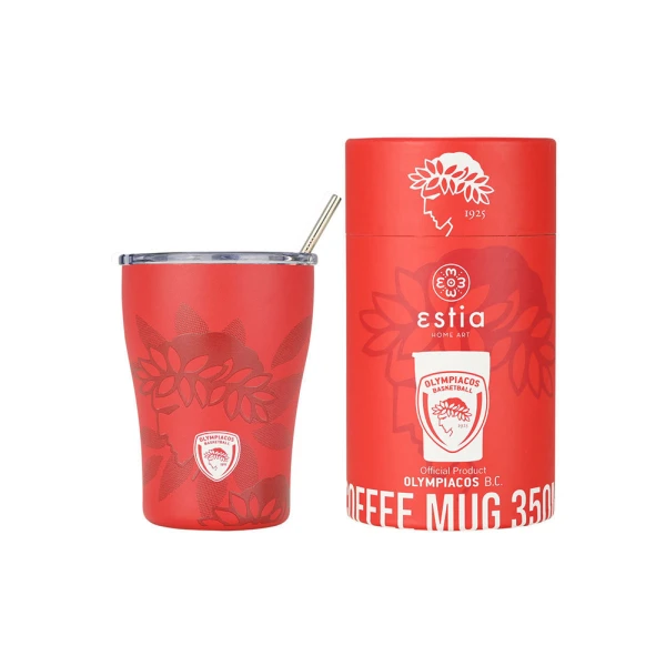 ESTIA HOME ART ΘΕΡΜΟΣ COFFEE MUG 350ml - OLYMPIACOS BC