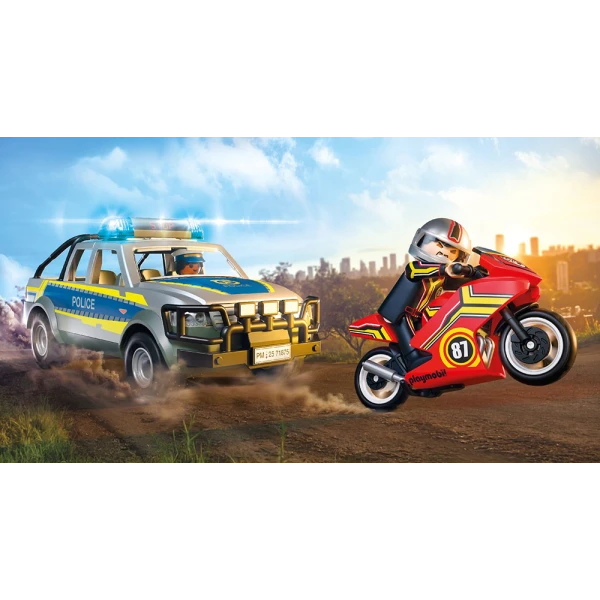 PLAYMOBIL CITY ACTION ΑΣΤΥΝΟΜΙΚΟ ΟΧΗΜΑ PICKUP ΚΑΙ ΜΟΤΟΣΥΚΛΕΤΑ