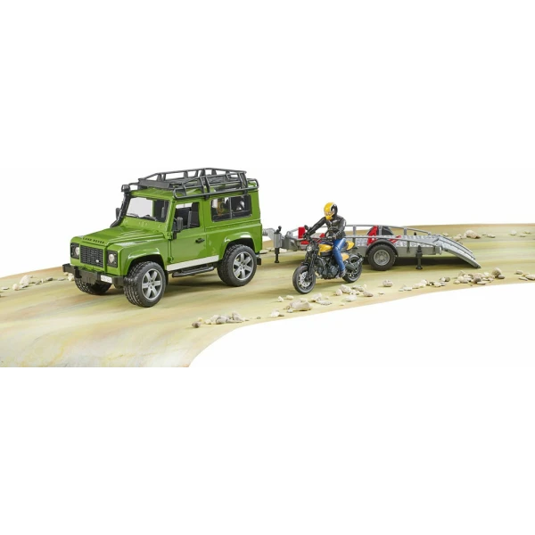 BRUDER LAND ROVER ΜΕ ΤΡΕΙΛΕΡ, ΜΗΧΑΝΗ DUCATI ΚΑΙ ΟΔΗΓΟ